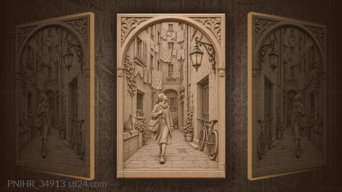 Courtyard well lantern old town 3d STL model