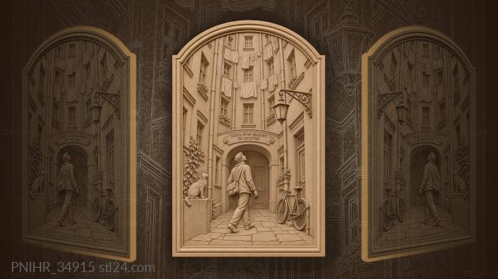 Courtyard well with lantern and cat 3d STL model