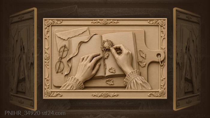 Poetry rose book and letters 3d STL model