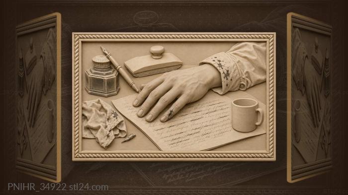 Writer’s hand with ink and pen 3d STL model