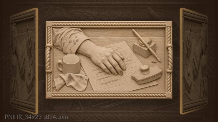 Writer’s hand ink and paper 3d STL model