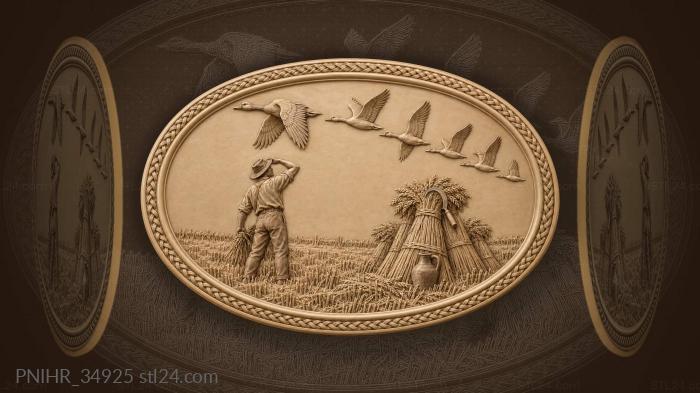Autumn flight of wild geese 3d STL model
