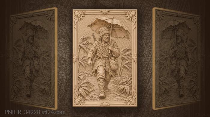 Lone traveler with makeshift umbrella 3d STL model