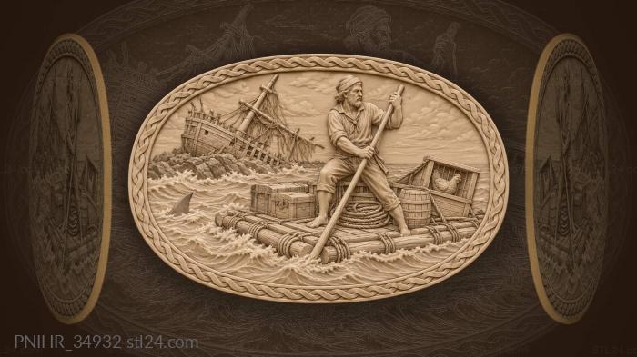 Sailor poling raft from the wreck 3d STL model