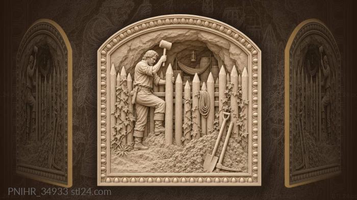 Hillside cave pioneer building defense 3d STL model