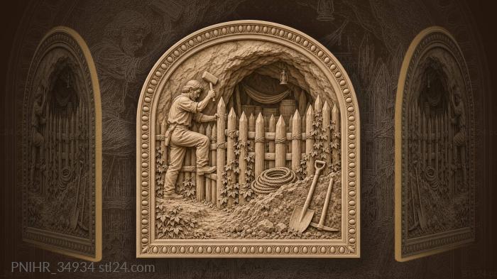 Hillside homestead strong wooden defense 3d STL model