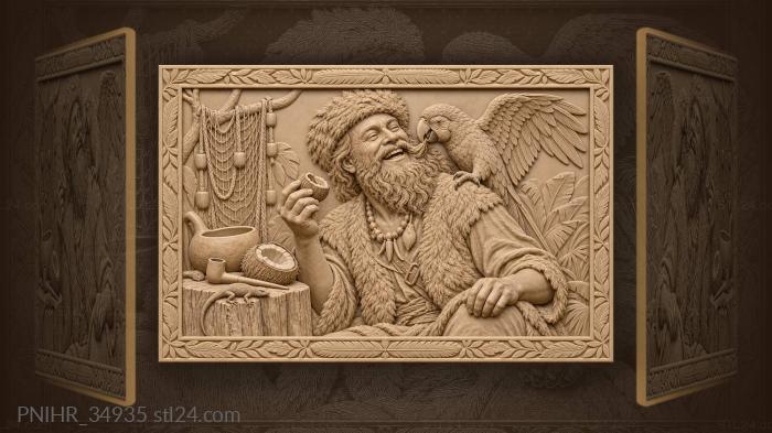 Islander with parrot and nut 3d STL model
