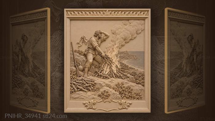 Signal fire on coastal hilltop 3d STL model
