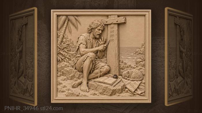 Castaway carves a notch and counts days 3d STL model
