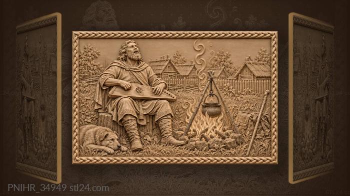 Storyteller by the campfire gusli 3d STL model