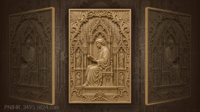 Scholar among gothic architecture 3d STL model