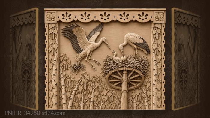 Nesting mother tends egg beneath homecoming bird 3d STL model