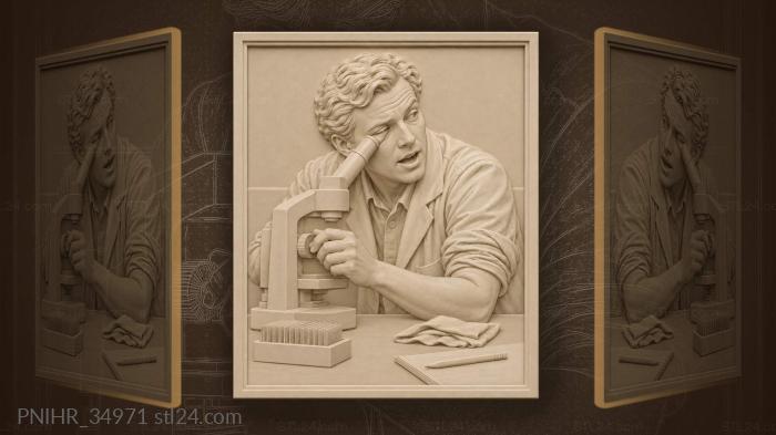 Scientist adjusts focus and calls an assistant 3d STL model