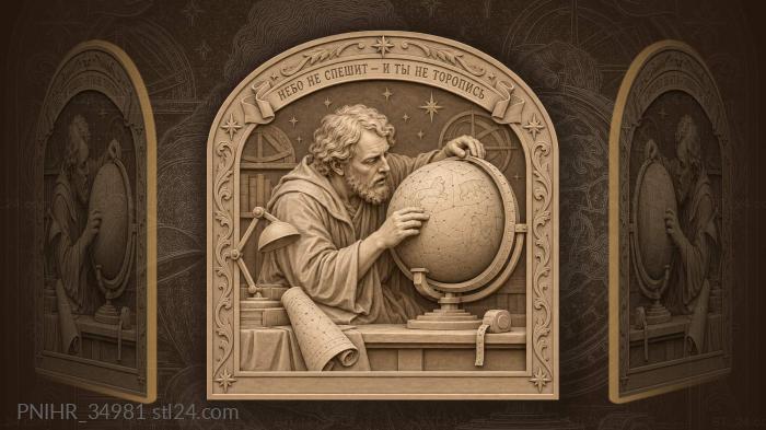 Deliberate researcher halts heaven to read constellations 3d STL model