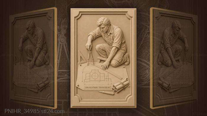 Draftsman at work detailed drawing 3d STL model