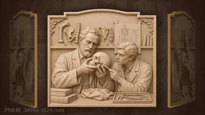 Anatomist studying human skull anatomy 3d STL model