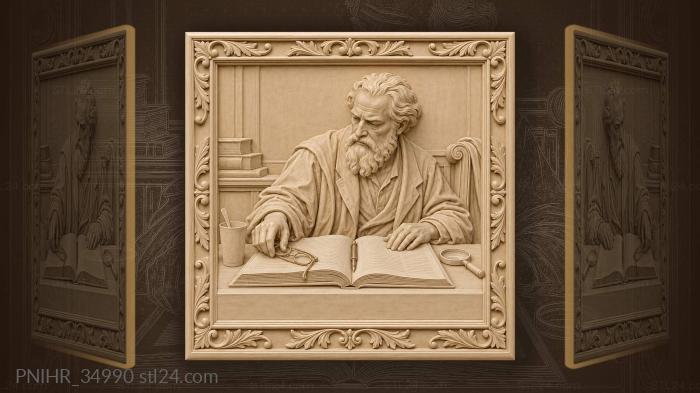 Scholar’s rest with book and glasses 3d STL model