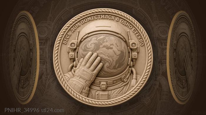 Helmet reflecting earth in visor 3d STL model