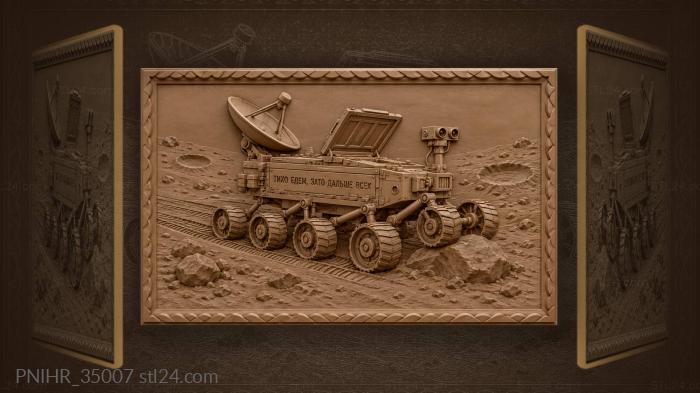 Rover leaves wheel tracks across craters 3d STL model