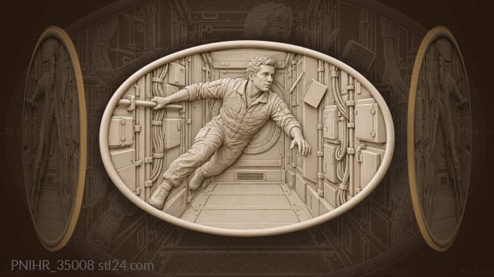 Astronaut adrift in space station corridor 3d STL model