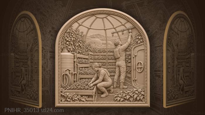 Crew tends plants inside martian greenhouse 3d STL model