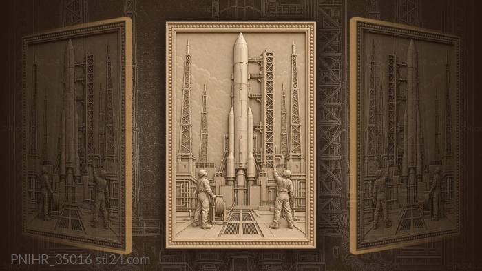 Ground crew signals while the rocket waits 3d STL model