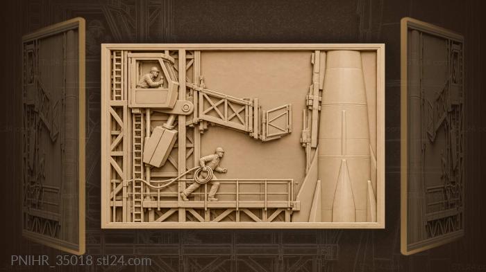 Operator swings tower away from rocket 3d STL model