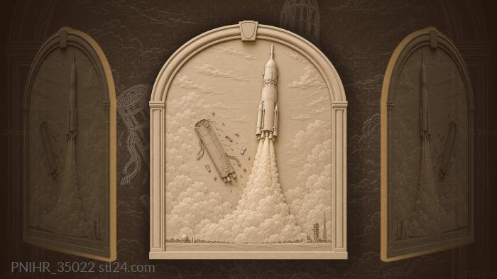Rocket stage separation soaring upwards 3d STL model