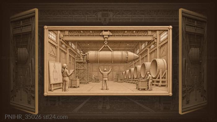 Foreman guides a suspended rocket stage 3d STL model