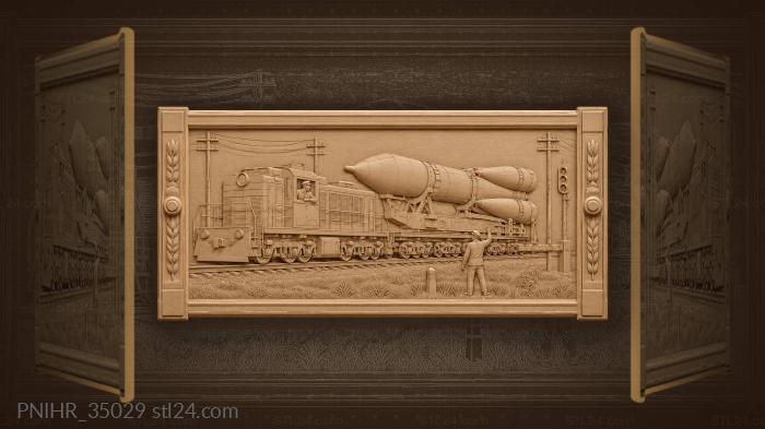 Rocket transport by steam locomotive 3d STL model