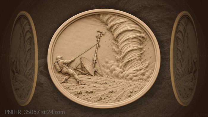 Scientist grips guy rope against dust devil 3d STL model