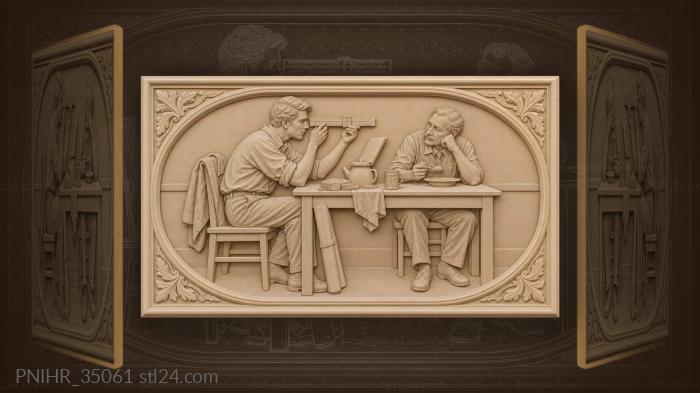 Designer at table calculating figures 3d STL model