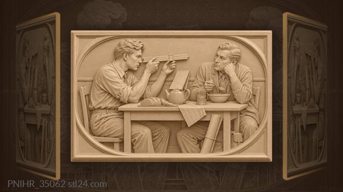 Designer at table calculating orbit 3d STL model