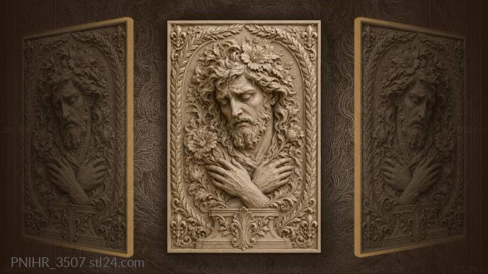 Melancholy man with floral hair 3d STL model