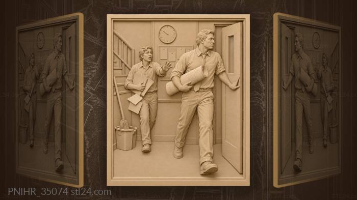 Project lead rushes through swing door 3d STL model