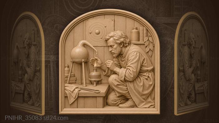 Researcher shields the flame as liquid forms 3d STL model