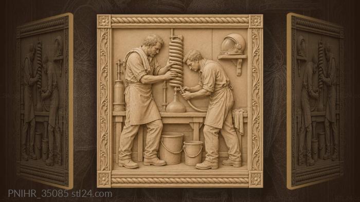 Two colleagues clamping a condenser coil 3d STL model