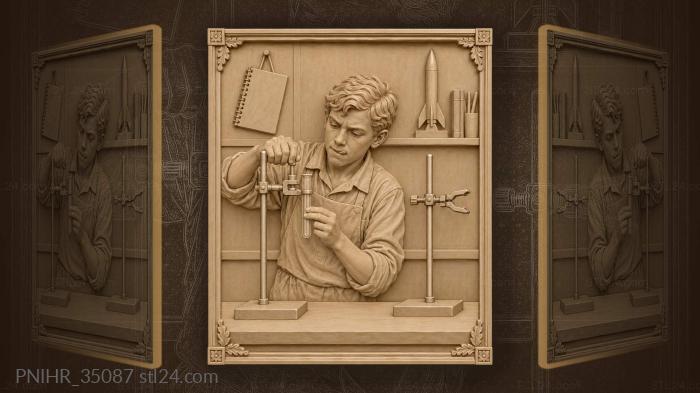 Young scientist at work laboratory setup 3d STL model