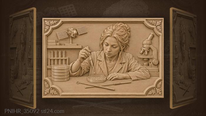 Scientist with pipette petri dish research 3d STL model