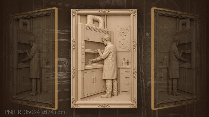 Chemist secures the fume hood 3d STL model