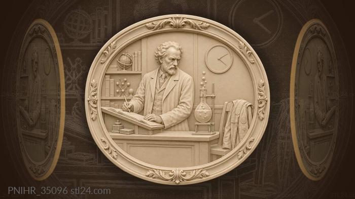 Journal entry beside bubbling flask · Louis Pasteur 3d STL model