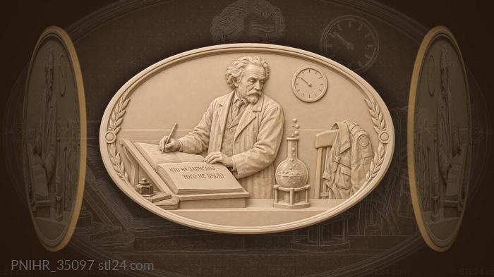 Wall clock above open journal · Ivan Pavlov 3d STL model