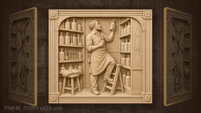 Apothecary with bottles and rocket 3d STL model