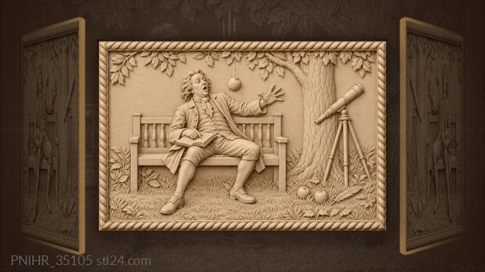 Astronomer’s nap with falling apple · Isaac Newton 3d STL model