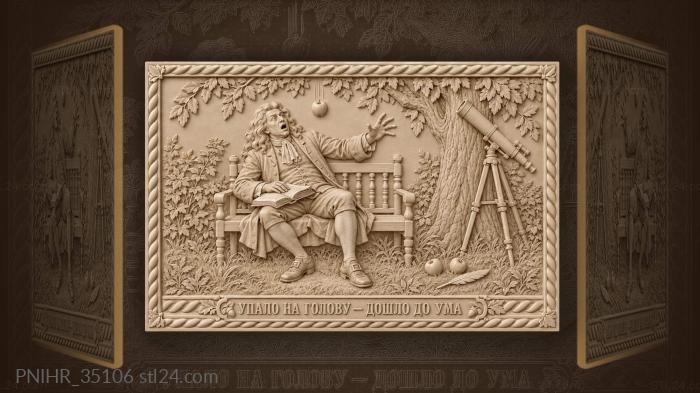 Astronomer’s nap apple awakening surprise · Isaac Newton 3d STL model