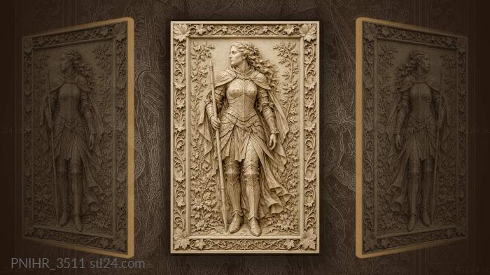 Armored maiden with spear and flowers 3d STL model