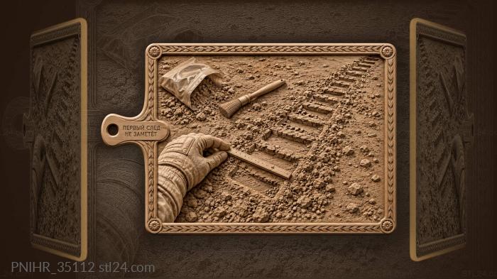 Wheel tracks lead to an open sample bag 3d STL model