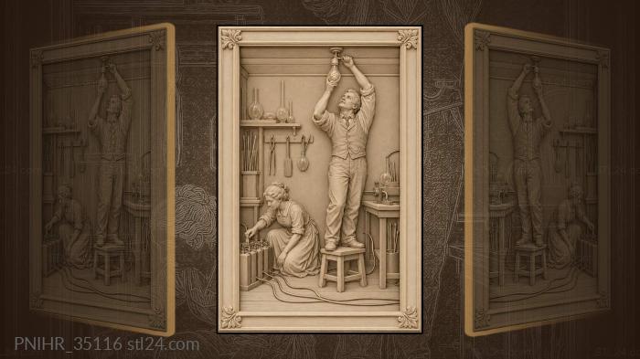First light electric invention moment · Thomas Edison 3d STL model