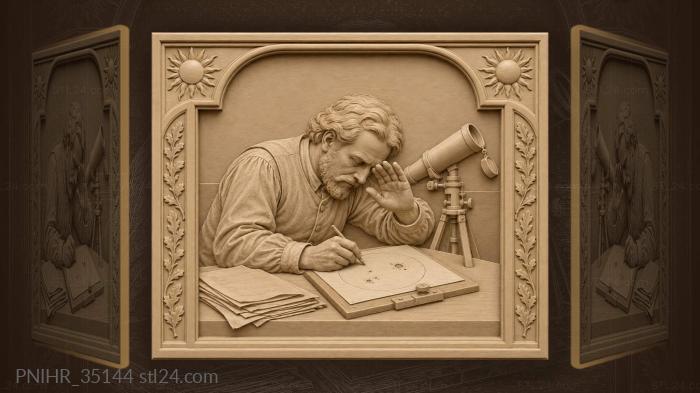 Solar observer records daily shifting marks · Galileo Galilei 3d STL model