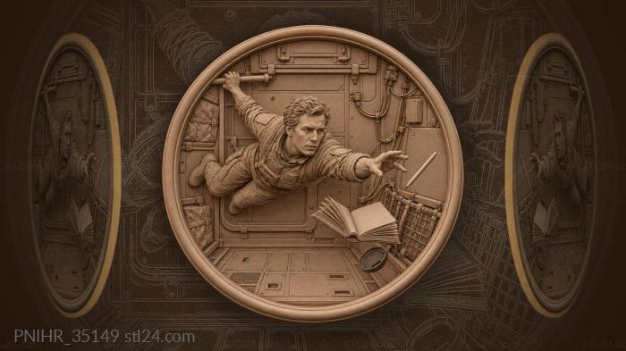 Crewman chases a pencil through the cabin 3d STL model